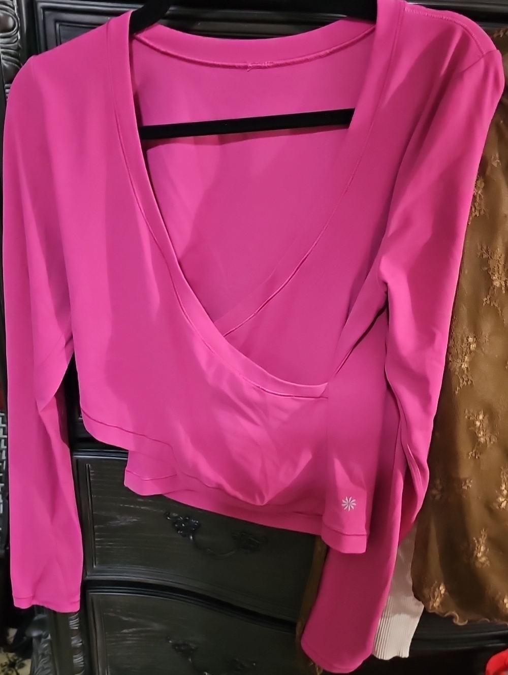 Athleta Bright Pink Wrap-Front Long Sleeve Top - Picture 1 of 3